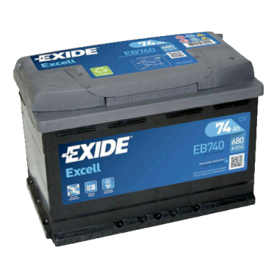EXIDE EXCELL 74AH 680A R+ 278x175x190