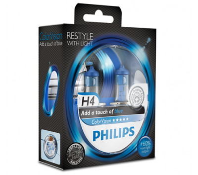 Крушки H4 Philips Color Vision Blue 60/55W к-т