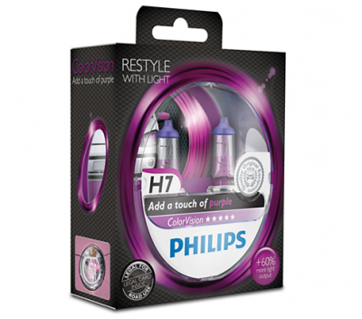 Крушки H7 Philips Color Vision Purple 55W комплект
