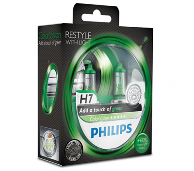 Крушки H7 Philips Color Vision Green 55W комплект