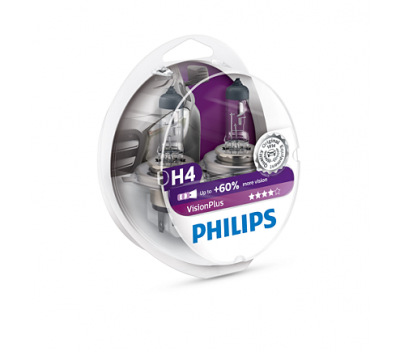 Крушки H4 Philips Vision Plus 60/55W +60% к-т
