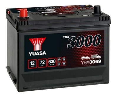 YUASA 72Ah 630A 269x174x223 L+